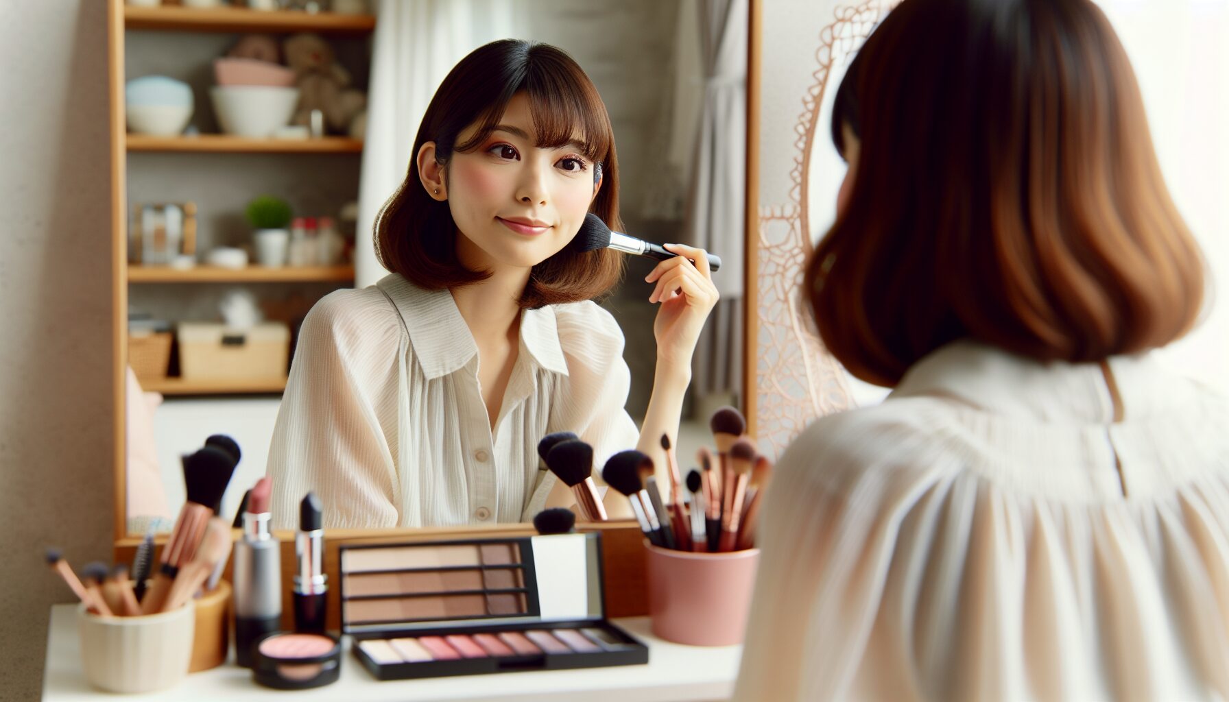 メイク　日本人　女性　かわいい　化粧台 image 4